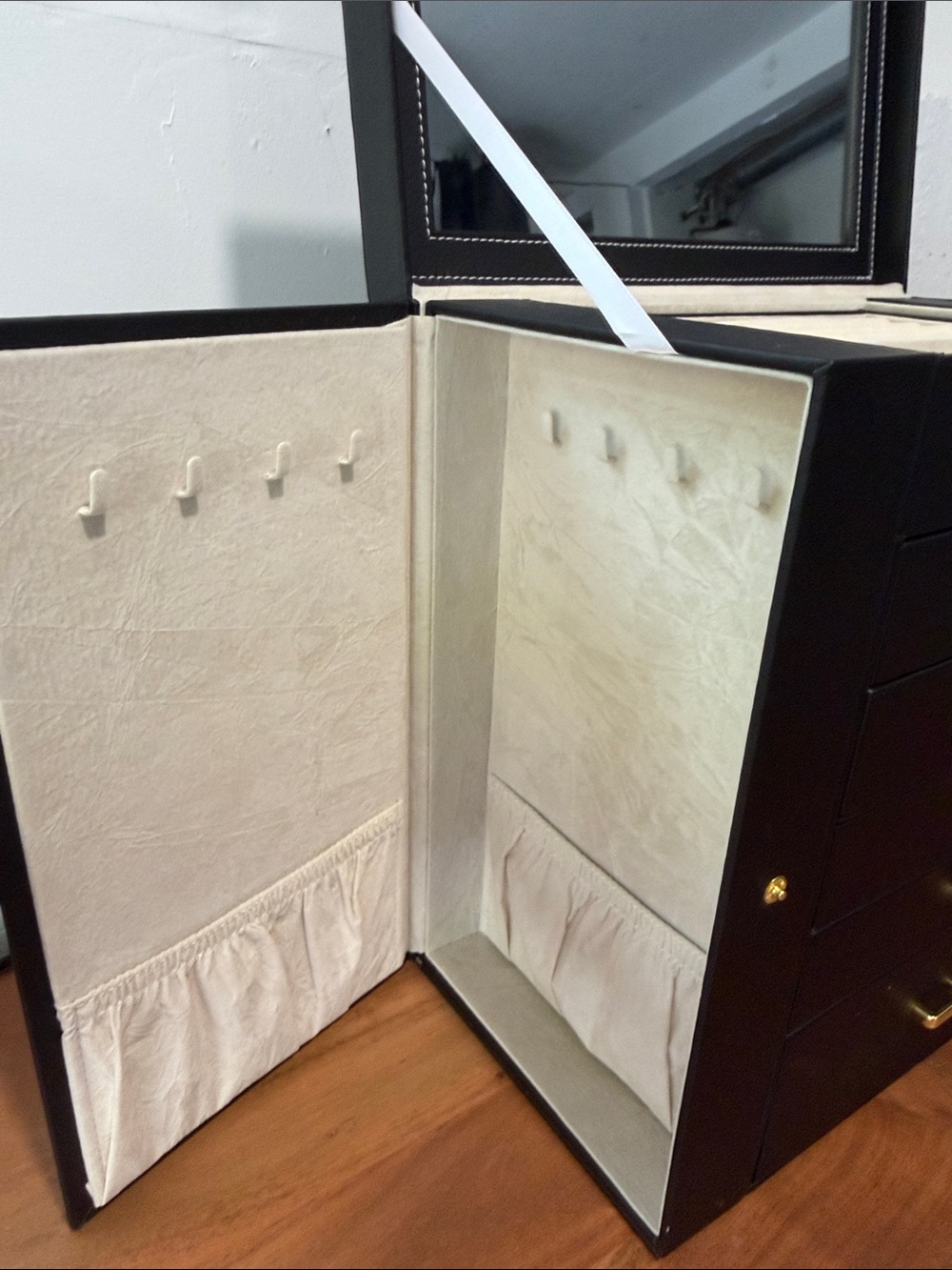 Black Jewelry Storage Chest with Gold Hardware Jewelry Box - Picture 13 of 16